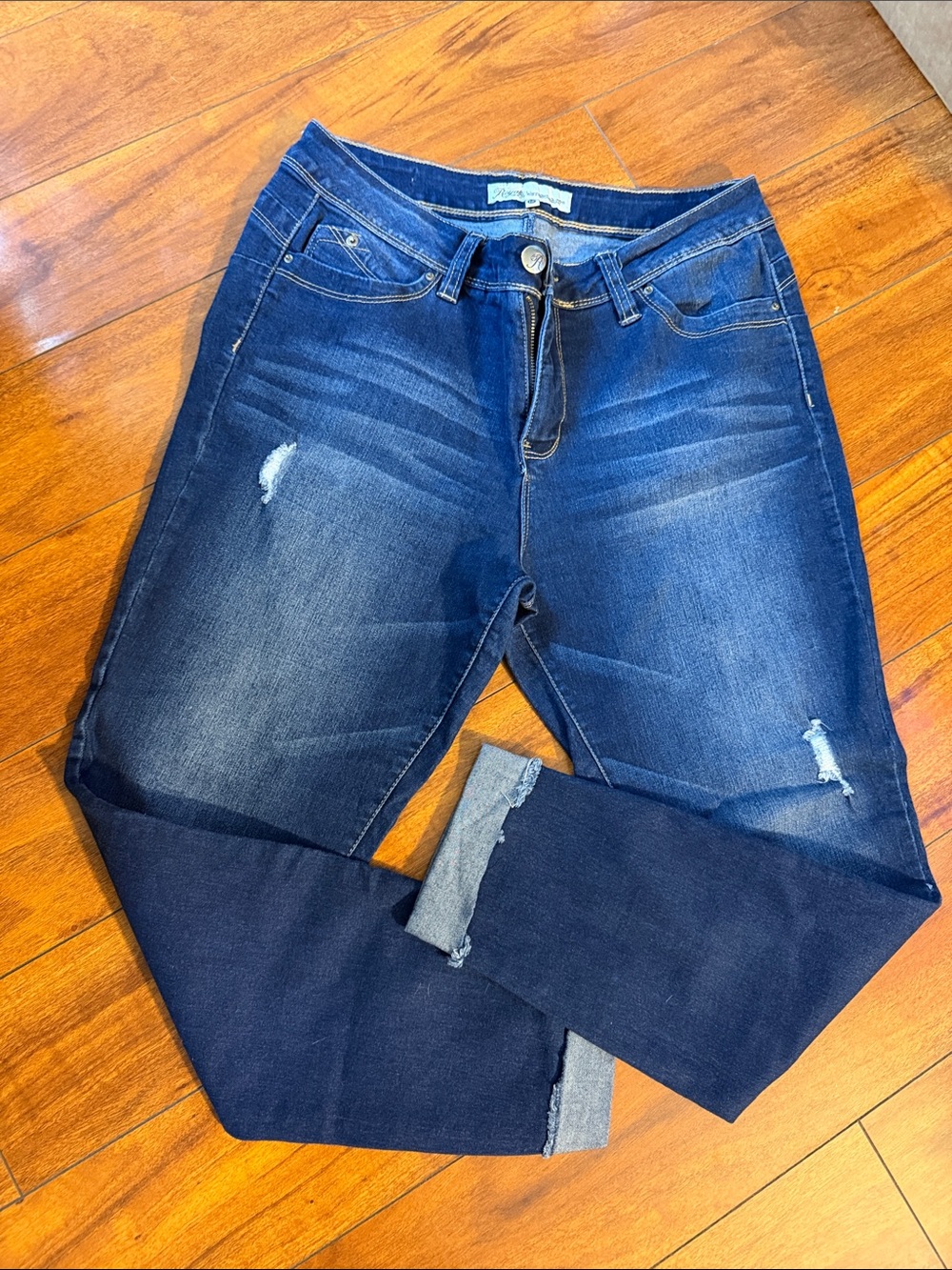 Royalty For Me Dark Blue Skinny Jeans with Distressed Knees